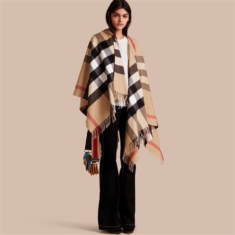 burberry black camel wool cashmere jacqard cape|Burberry poncho and capes.